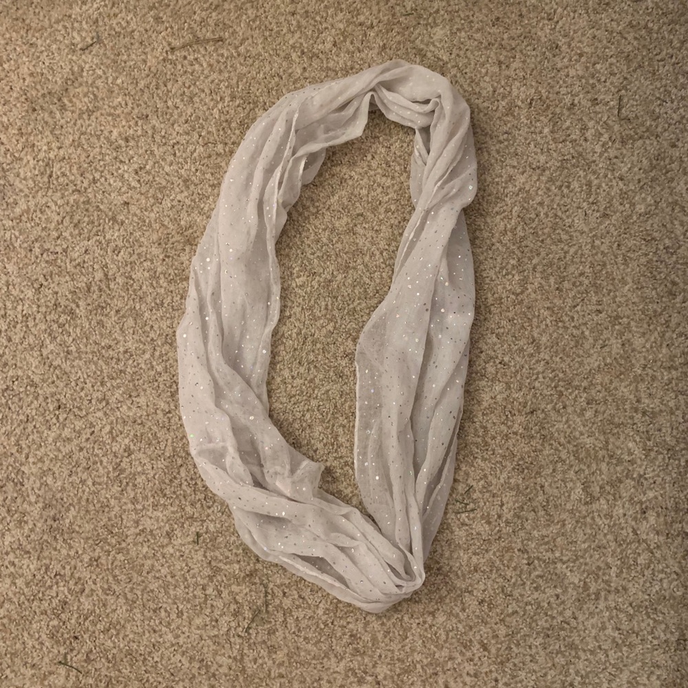 White and Sparkle Infinity Scarf
